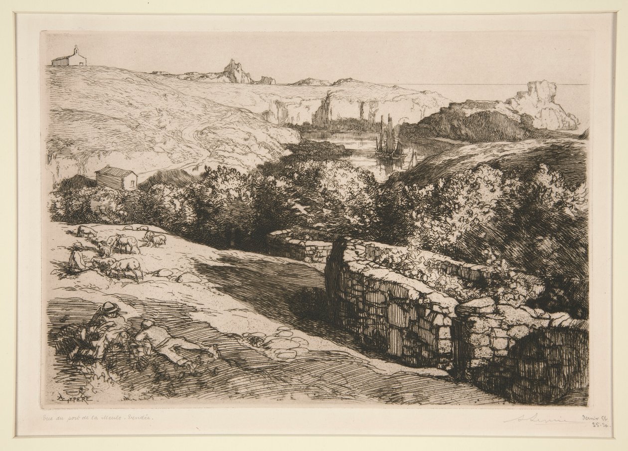Uitzicht op de haven van La Meule (Ile d) door Auguste Lepere