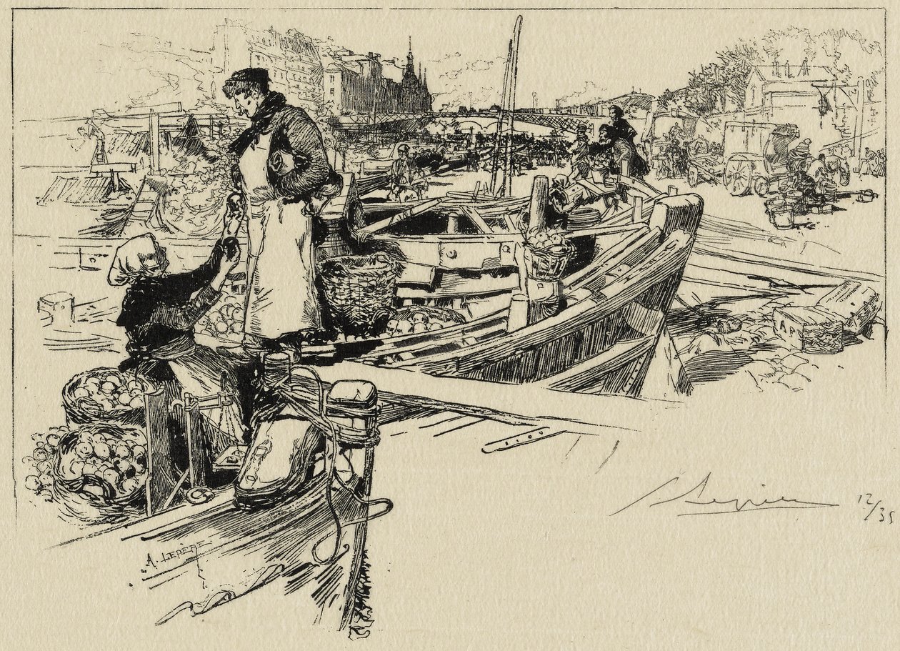 Kade scène, mogelijk 1880s door Auguste Louis Lepère
