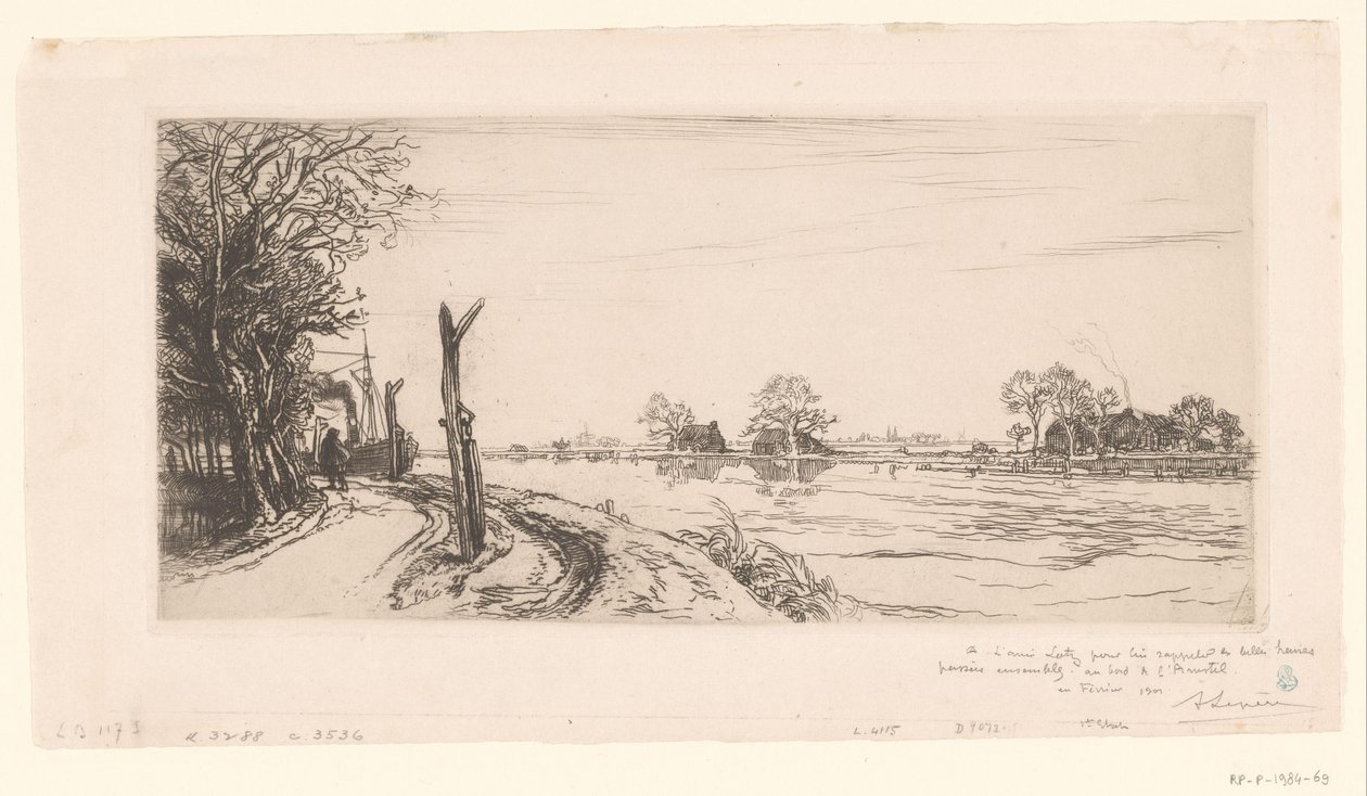 Gezicht op de Amstel door Auguste Lepère (signed by artist)