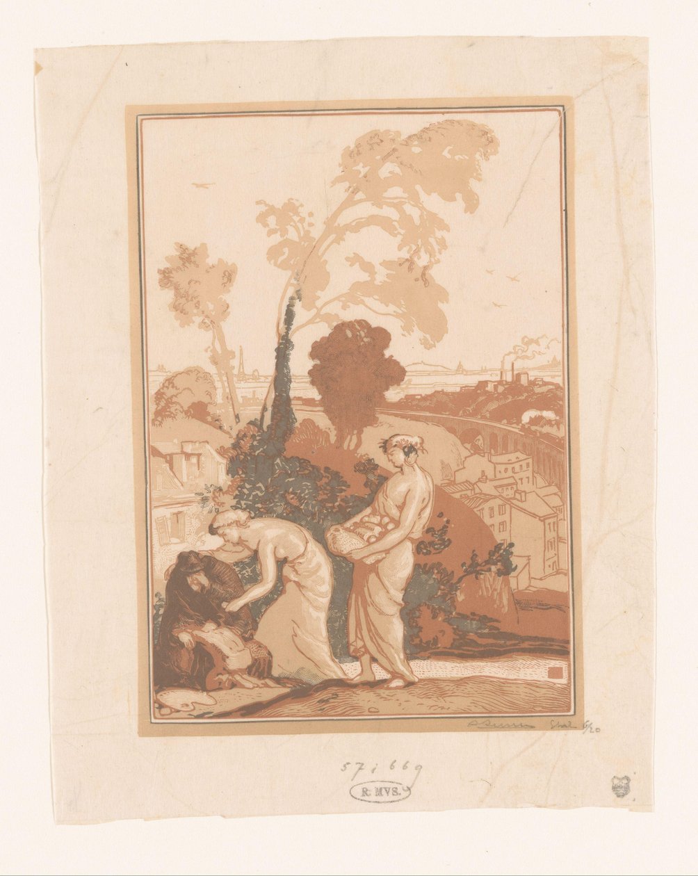 Muziek en Poëzie helpen de kunstenaar door Auguste Lepère (signed by artist)