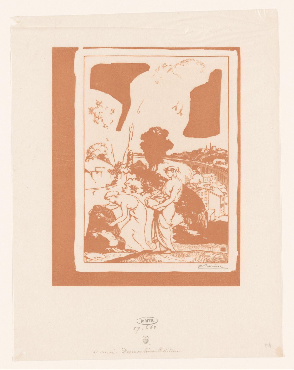 Muziek en Poëzie helpen de kunstenaar door Auguste Lepère (signed by artist)