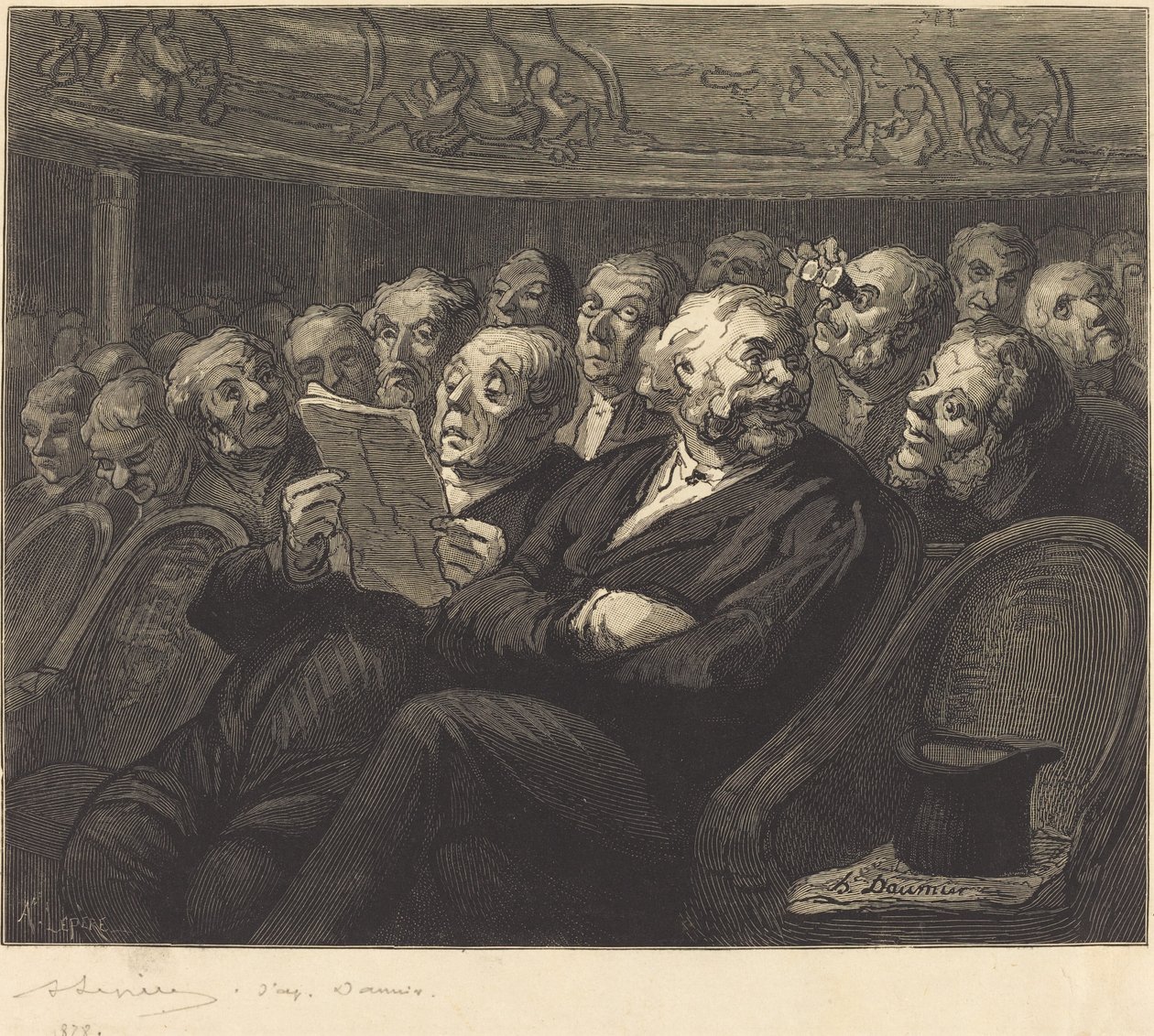 De Orkeststoelen door Auguste Lepère after Honoré Daumier