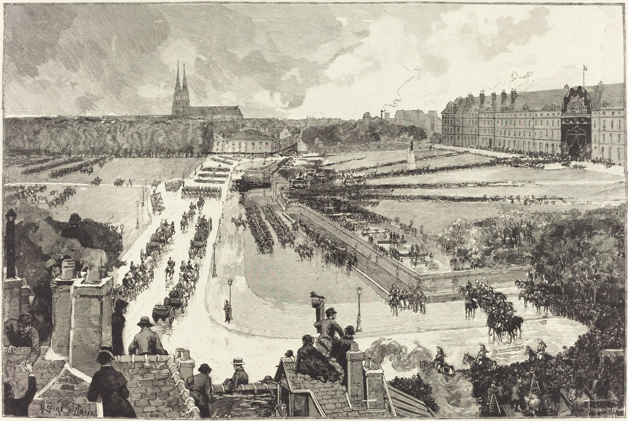 De Militaire Eerbewijzen aan het Dode Lichaam van Admiraal Courbet door Auguste Lepère and Louis Tinayre