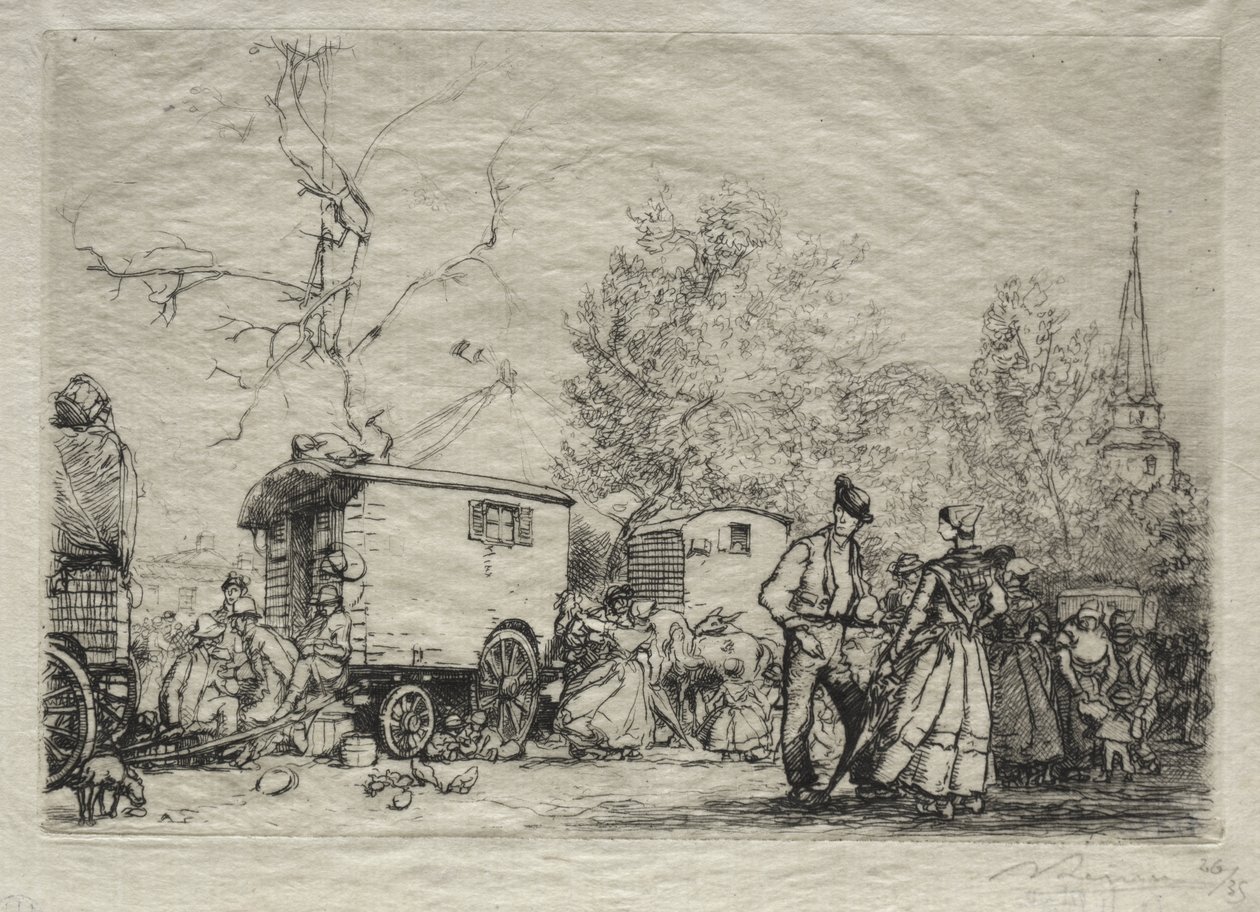 Op de Kermis St. Jean de Mont door Auguste Louis Lepère