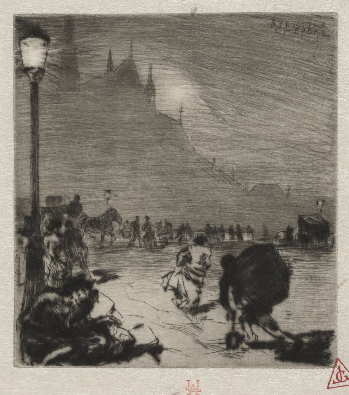 Op de hoek van Pont-aux-Doubles door Auguste Louis Lepère