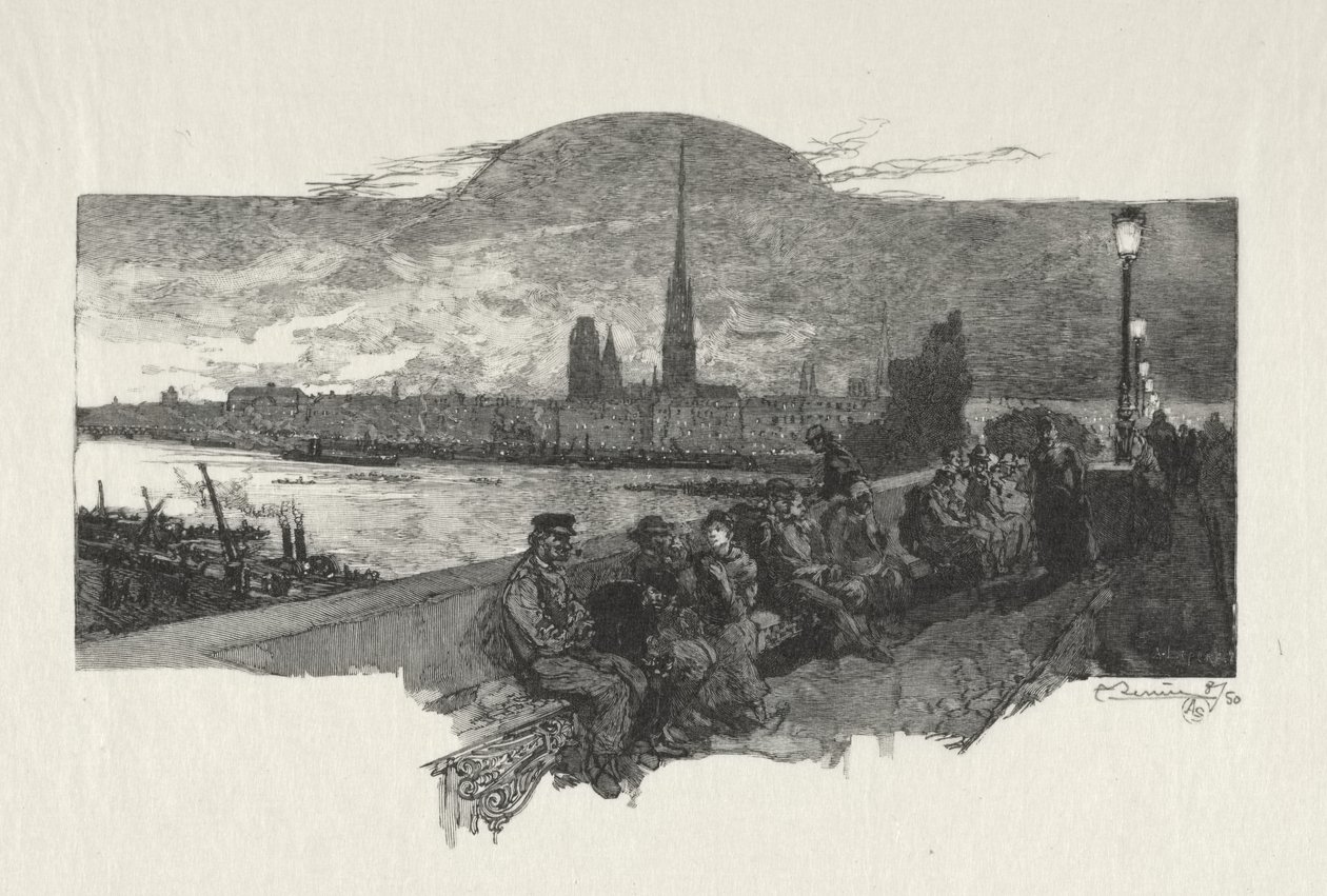 Rouen Illustré: De Stenen Brug door Auguste Louis Lepère