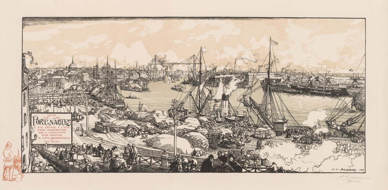 De haven van Nantes door Auguste Louis Lepère