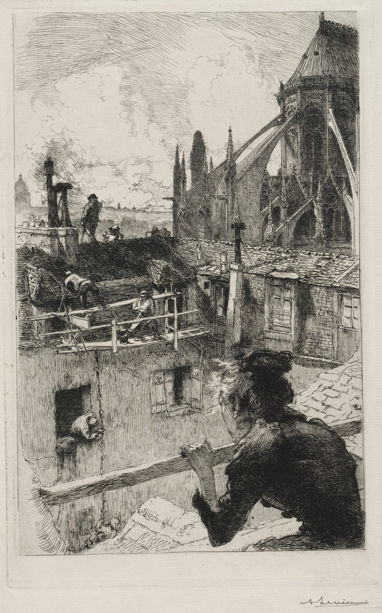 Op de daken bij de Notre Dame door Auguste Louis Lepère
