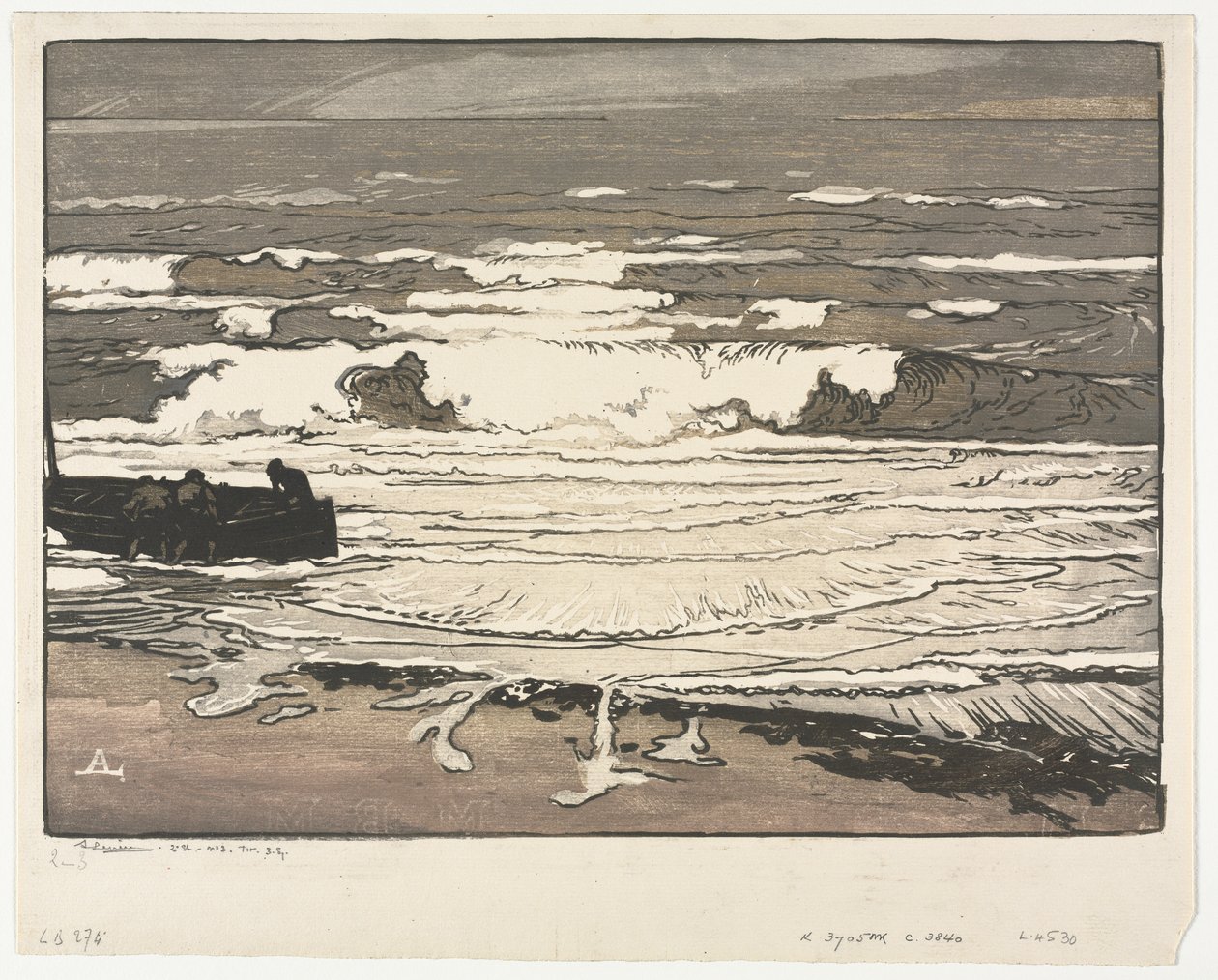 De brekende golven, getij van september 1901 door Auguste Louis Lepère
