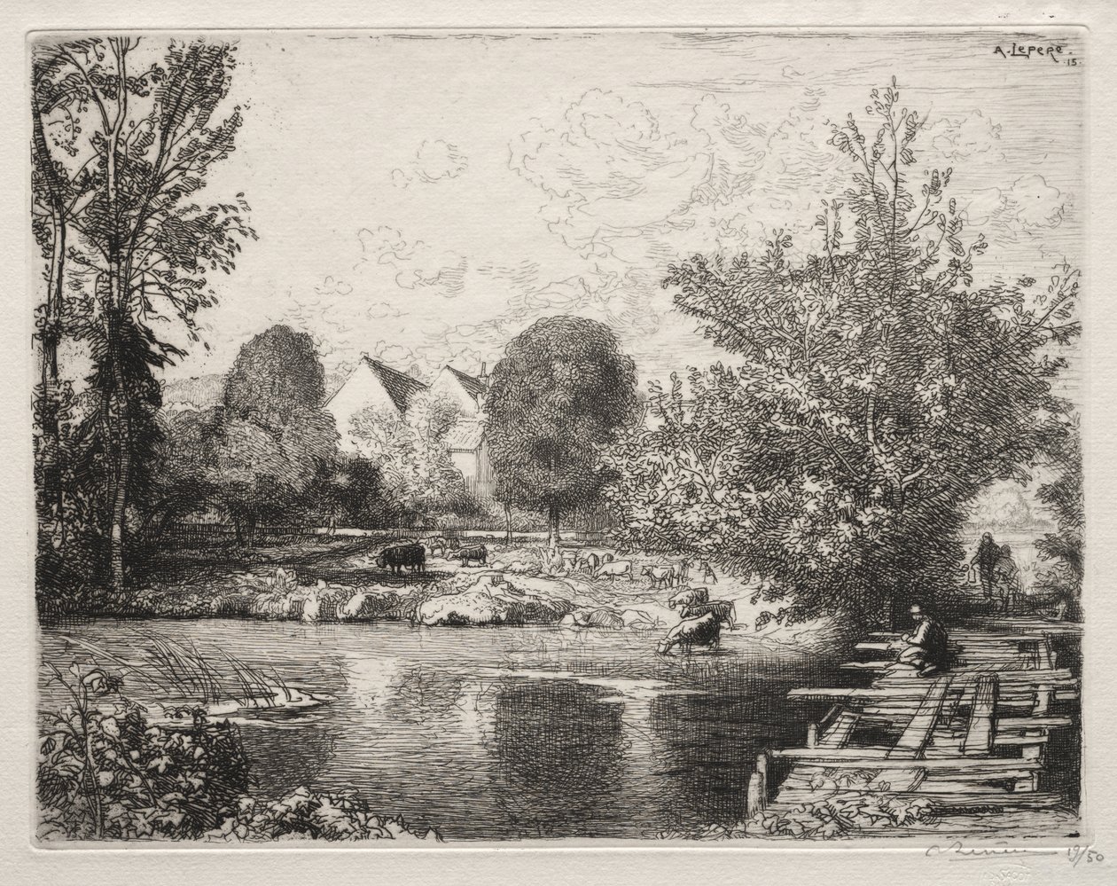De oude voetbrug door Auguste Louis Lepère