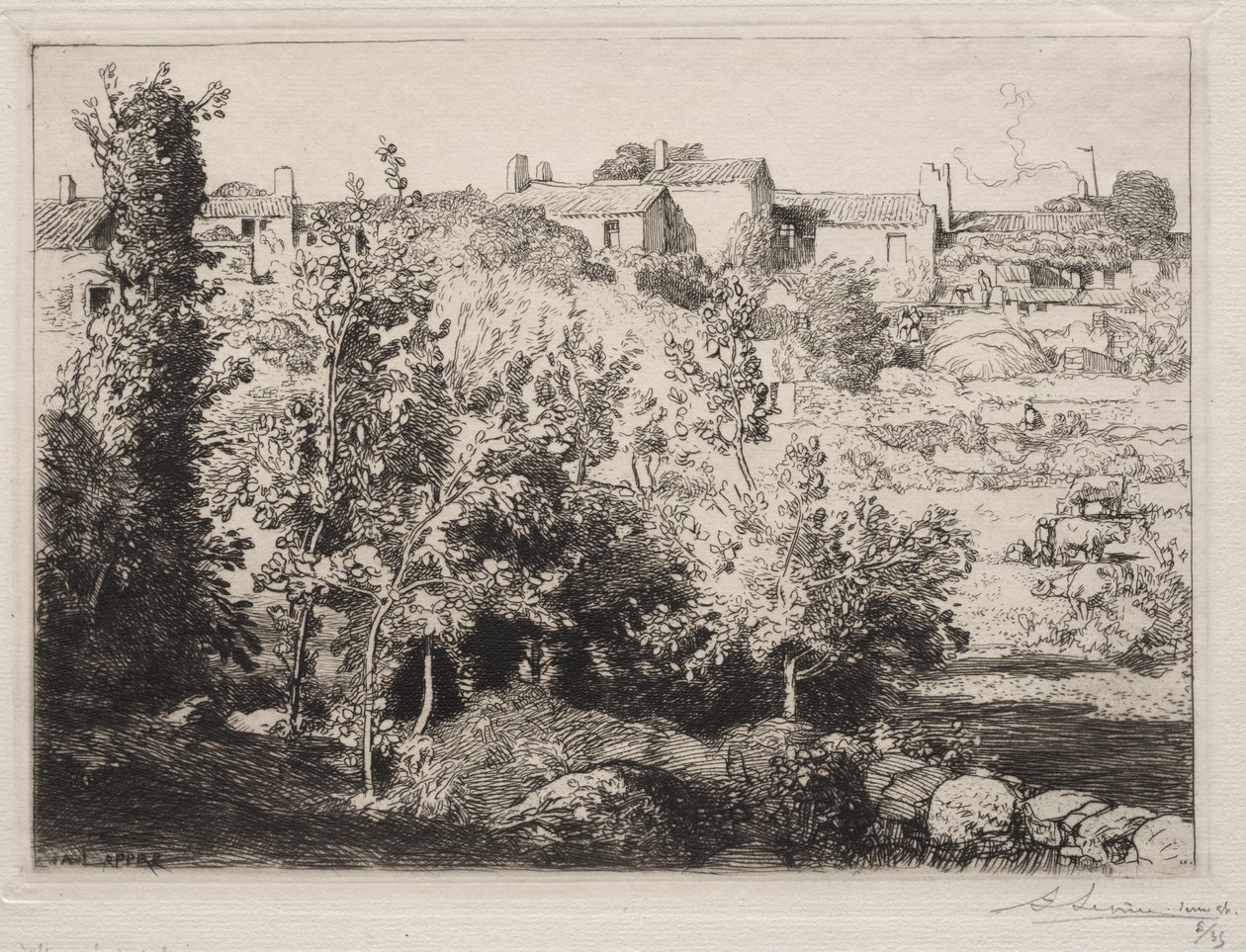 Dorp van Meule door Auguste Louis Lepère