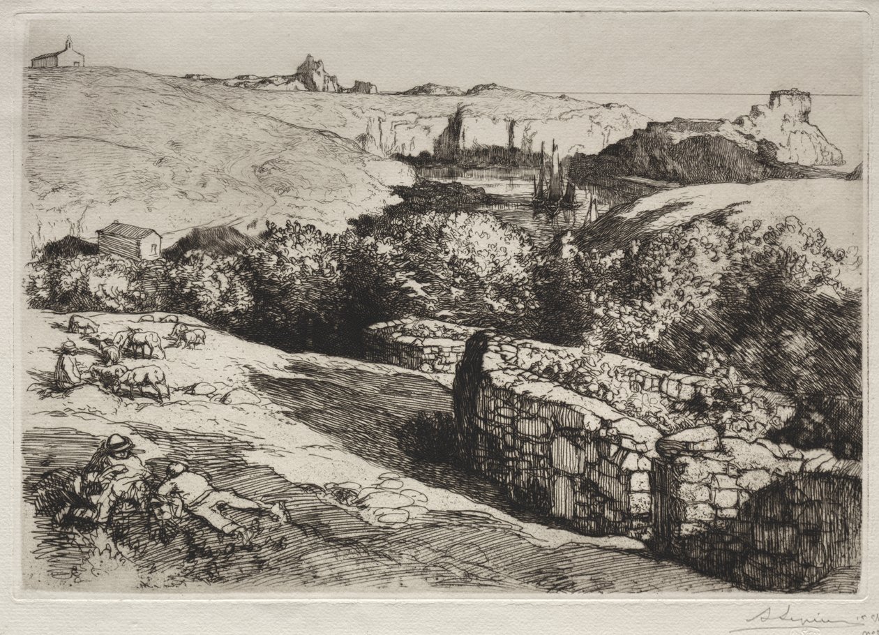 Uitzicht op de haven van La Meule door Auguste Louis Lepère