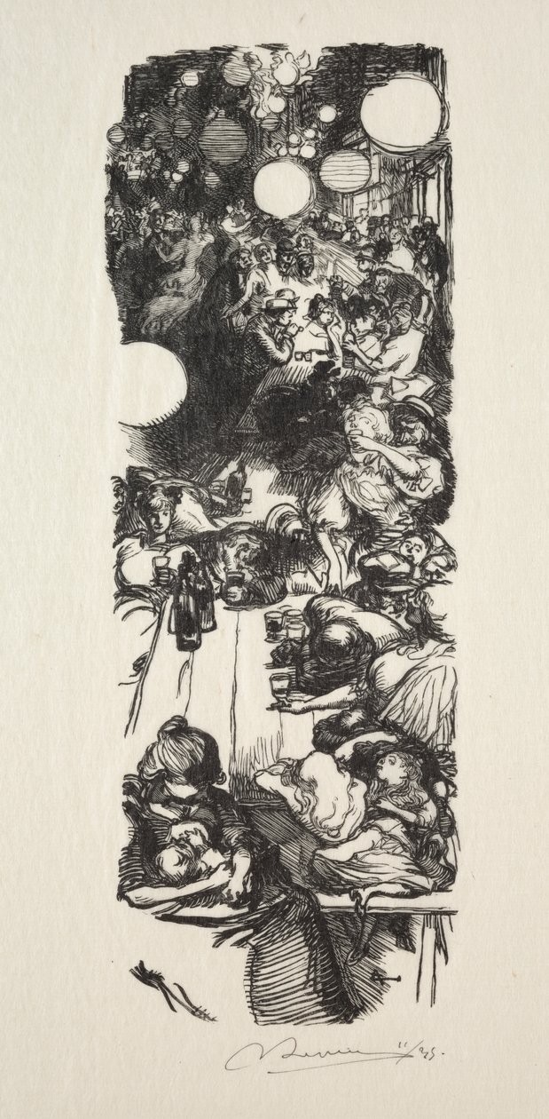 14 juli, Rue de Belleville, middernacht door Auguste Louis Lepère