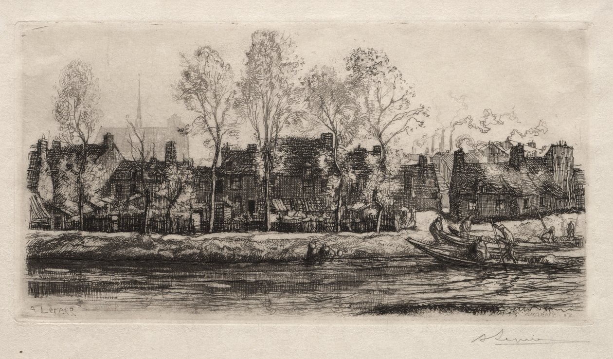 Amiens, de Oevers van de Somme door Auguste Louis Lepère