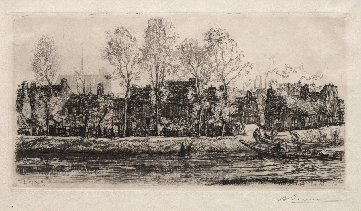 Amiens, de oevers van de Somme, 1907 door Auguste Louis Lepère