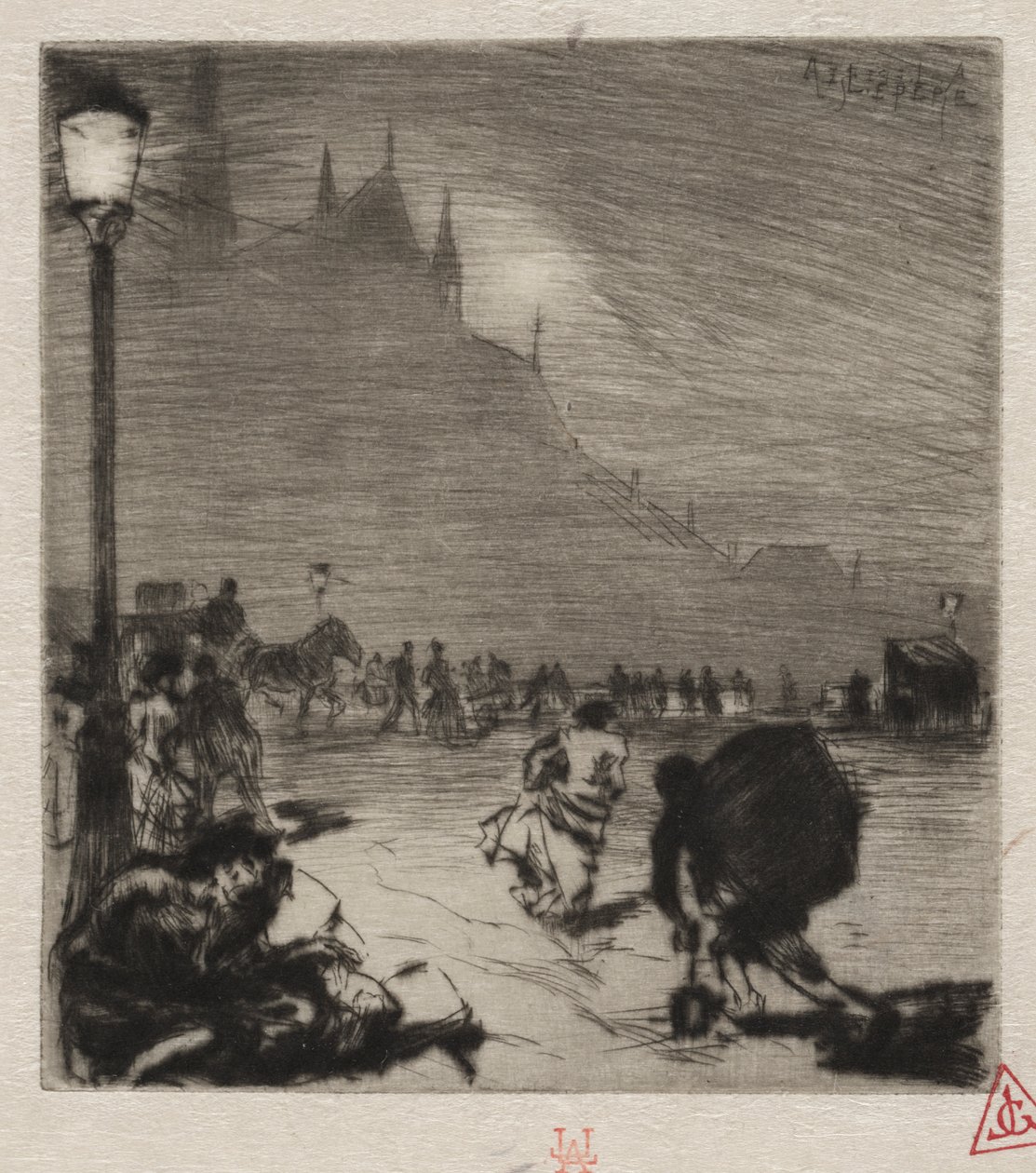 Op de hoek van Pont-aux-Doubles door Auguste Louis Lepère