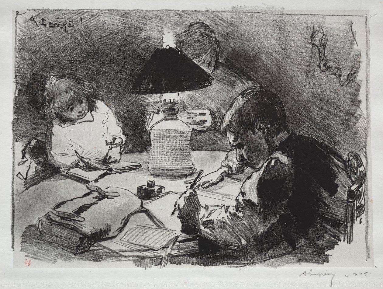Autour de la Lampe, 1891 door Auguste Louis Lepère