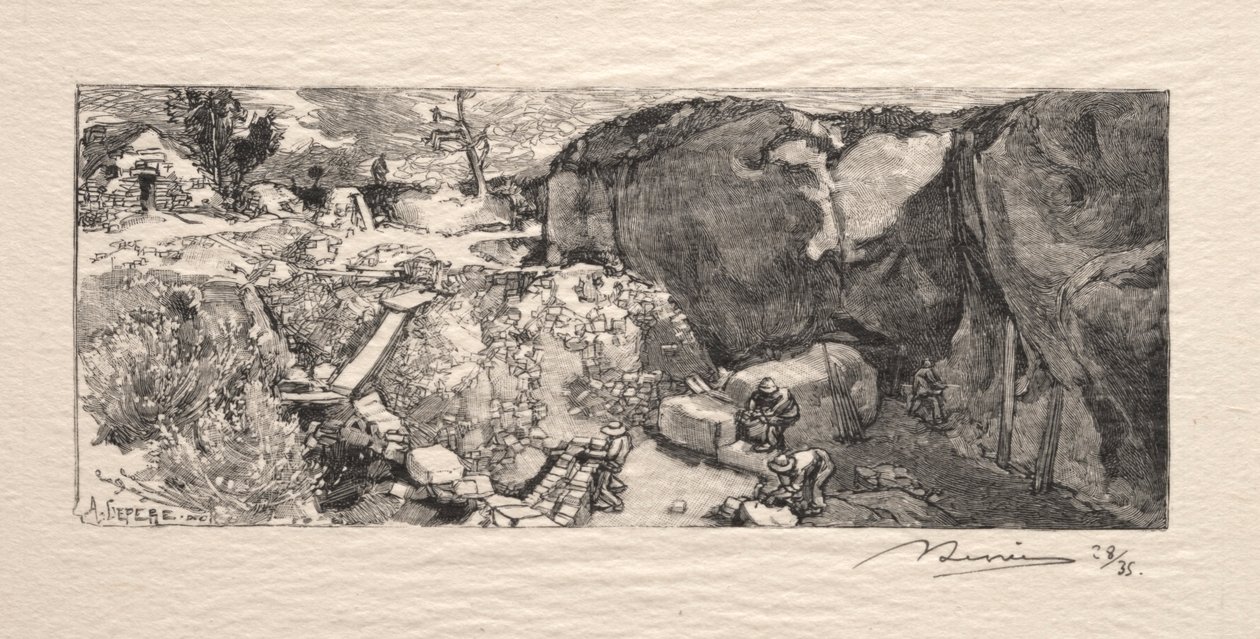 La Carrière de grès, 1890 door Auguste Louis Lepère
