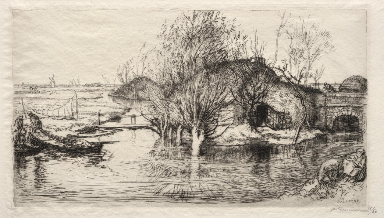 De overstroomde hut door Auguste Louis Lepère