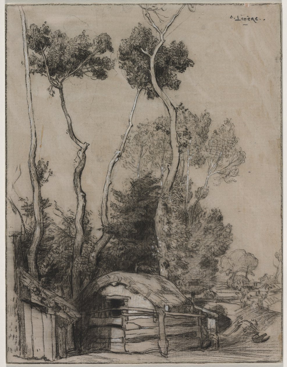 Landschap met plattelandshuisjes door Auguste Louis Lepère