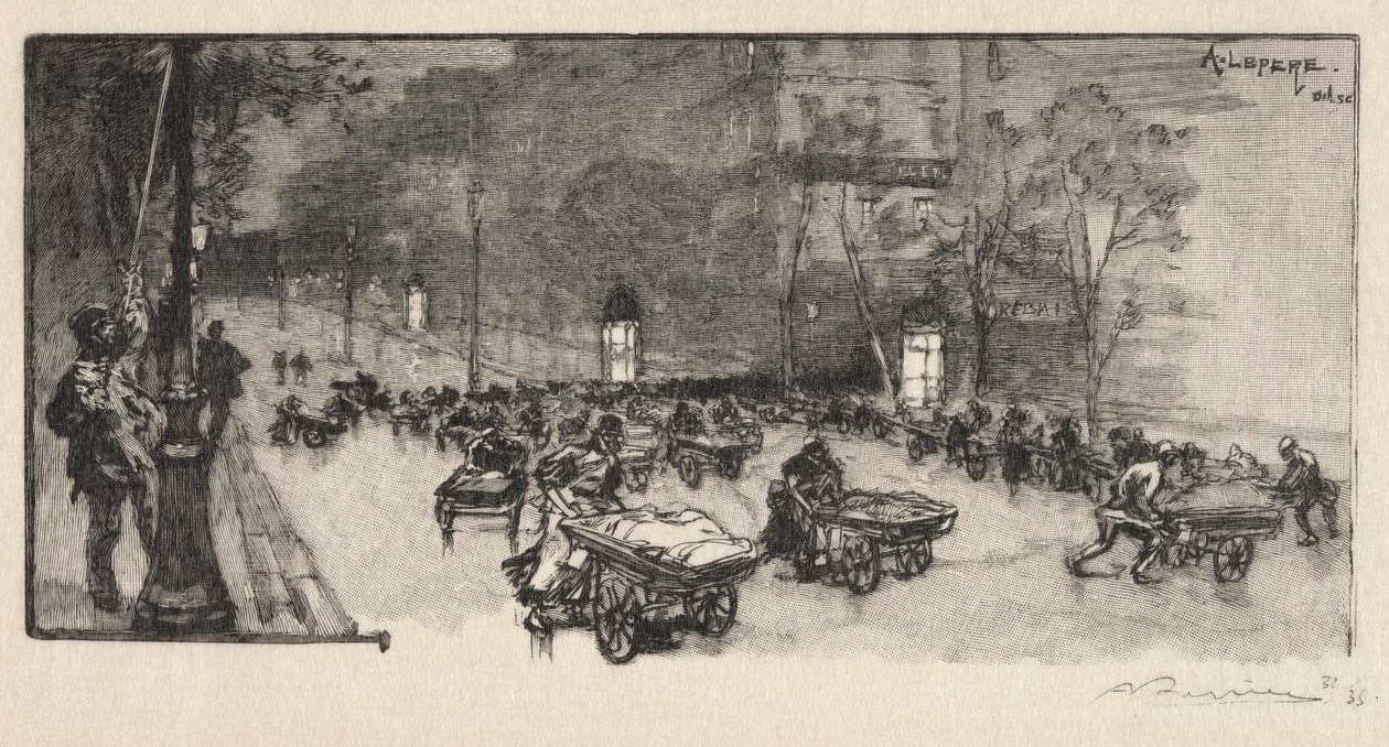 Le Boulevard, op de hoek van Fauborg Montmartre, 1890 door Auguste Louis Lepère