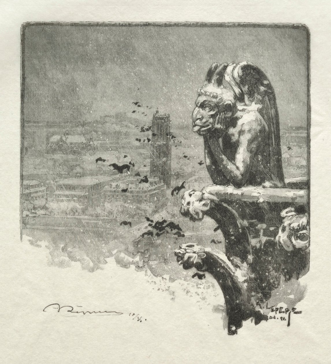 Le Stryge de Notre Dame, 1890 door Auguste Louis Lepère