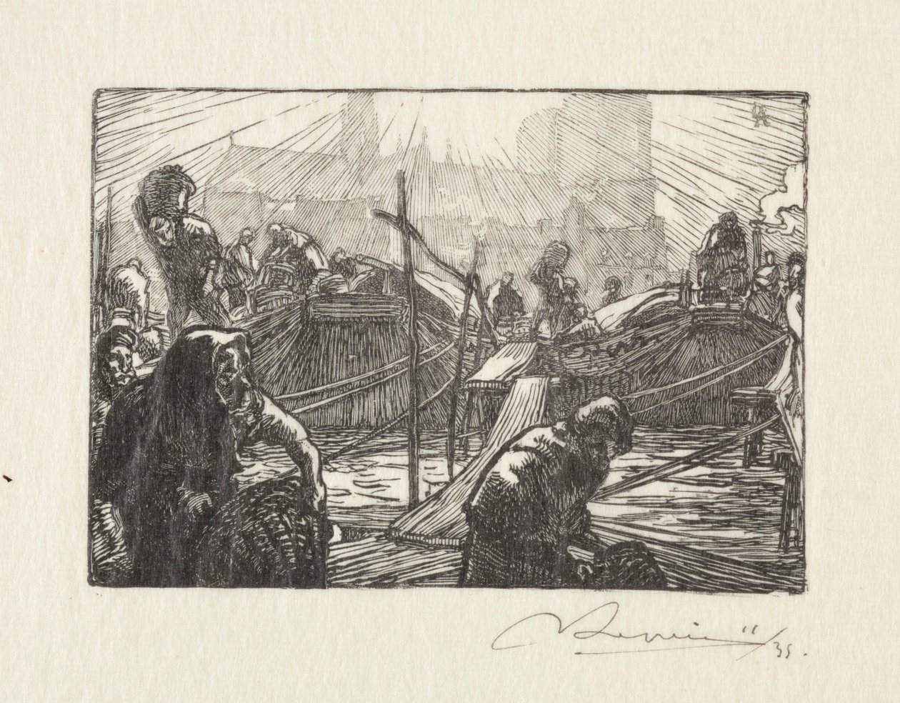 Notre Dame gezien vanaf de Appelmarkt door Auguste Louis Lepère