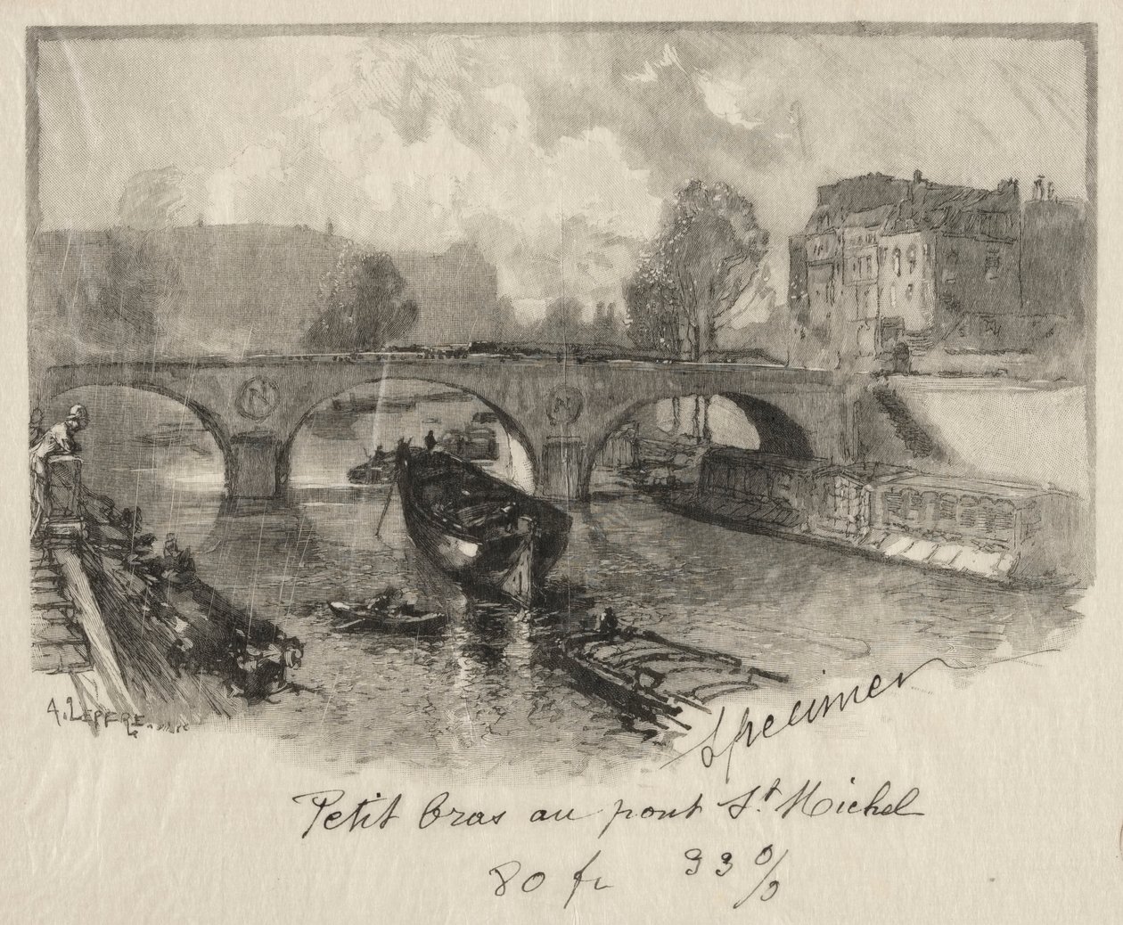 Petit bras au Pont St. Michel door Auguste Louis Lepère