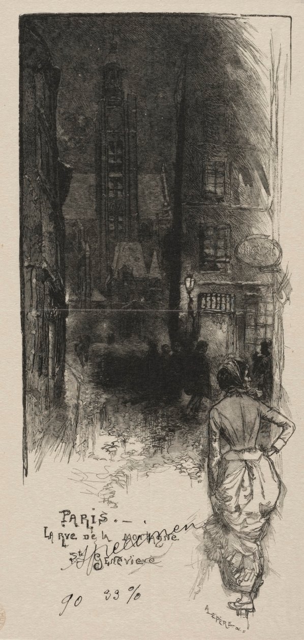 Rue de la Montagne, St. Geneviève door Auguste Louis Lepère