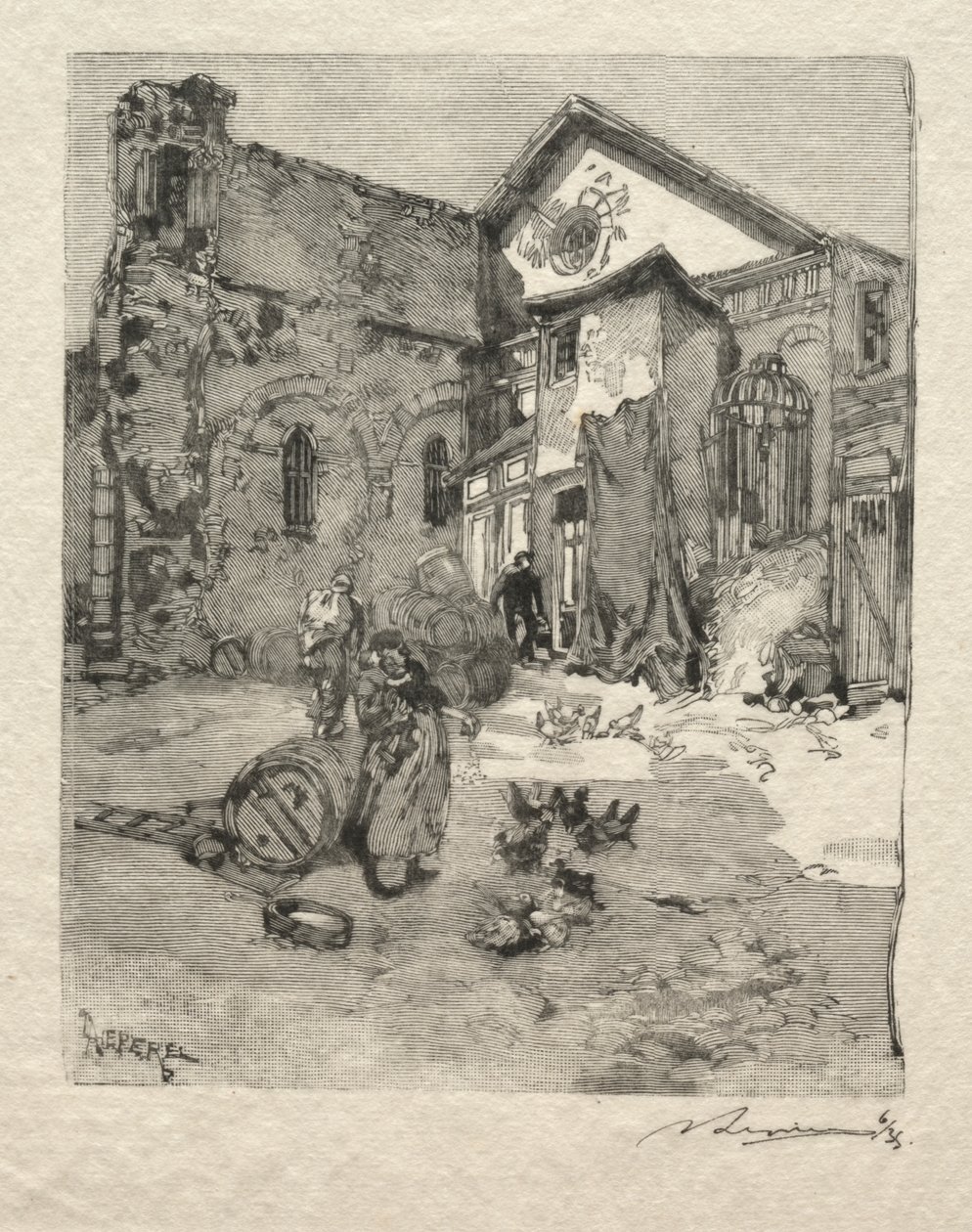 St. Julien le Pauvre: Het Portaal door Auguste Louis Lepère