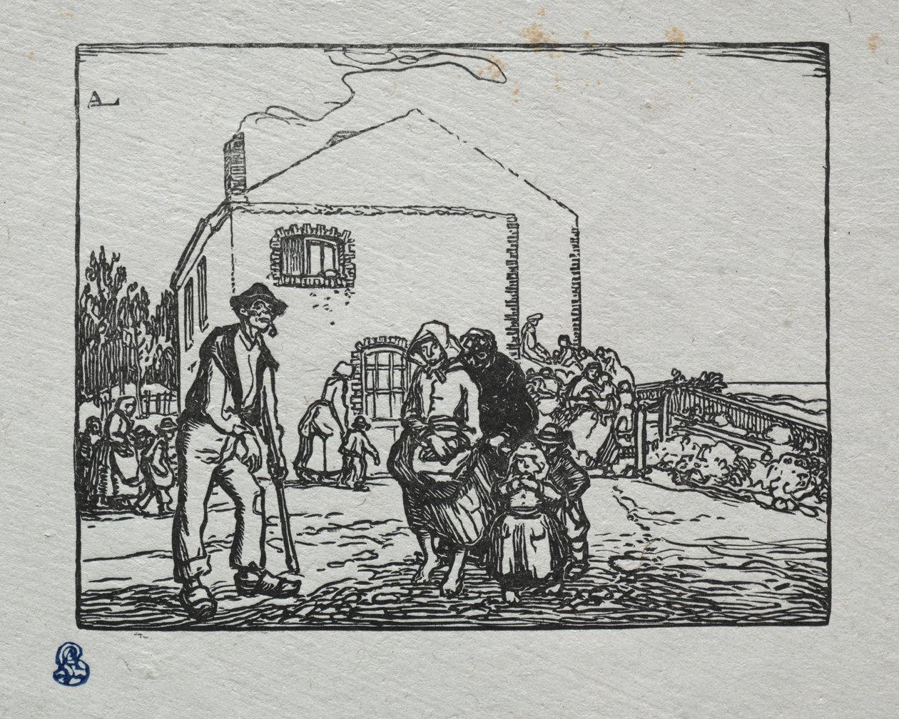 De bedelaars bij het laatste huis, 1905 door Auguste Louis Lepère