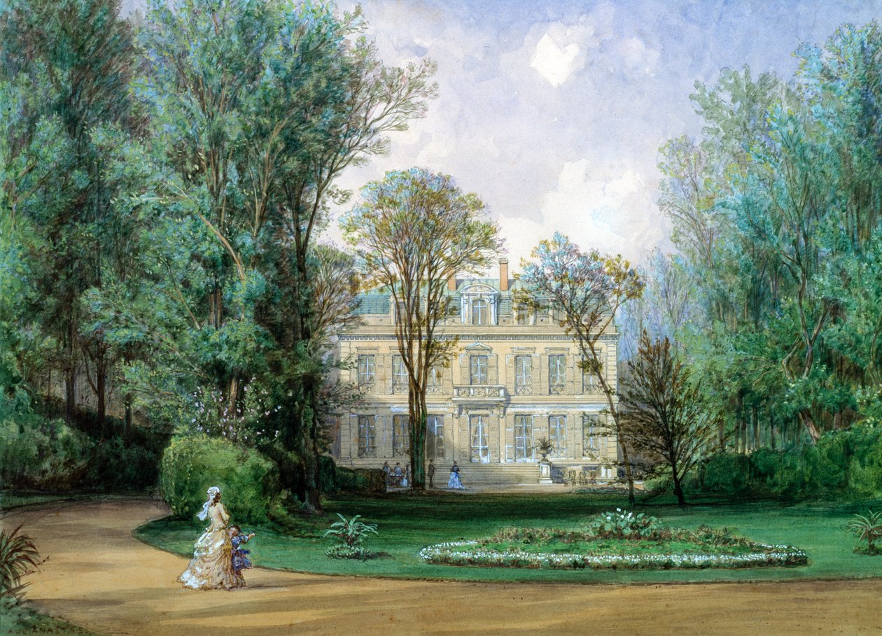 Het Hotel Rainbeaux, Avenue des Champs Elysees en 57 Rue de Ponthieu, Parijs, 1868 door Auguste Paul Charles Anastasi