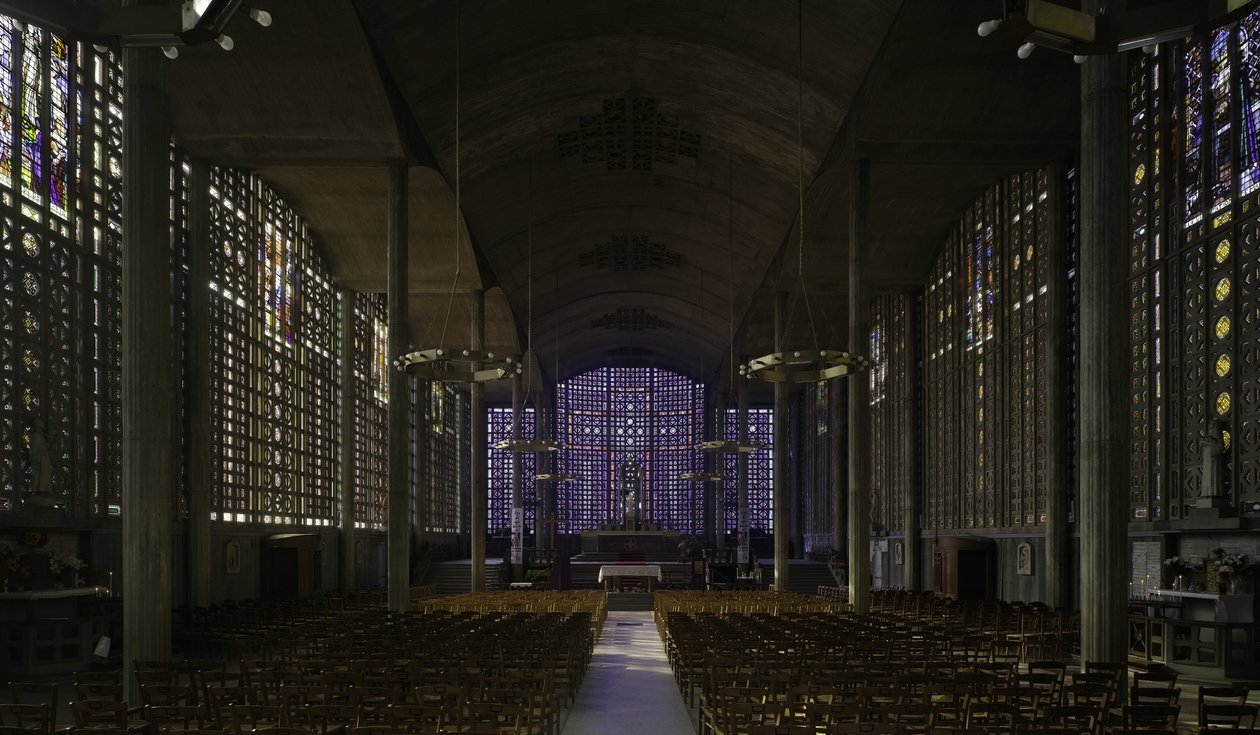 De kerk Notre Dame du Raincy, in Raincy (Seine Saint Denis). Bouw 1923, architecten Gustave Perret (1876-1952) en Auguste Perret (1874-1954). Fotografie 10/02/10. door Auguste Perret