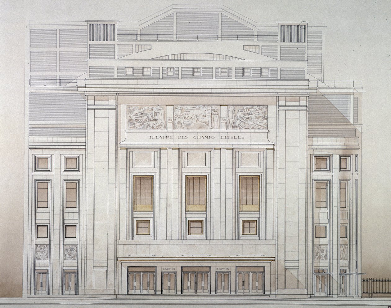 Theater van de Champs-Elysées: gevel - project door Perret door Auguste Perret