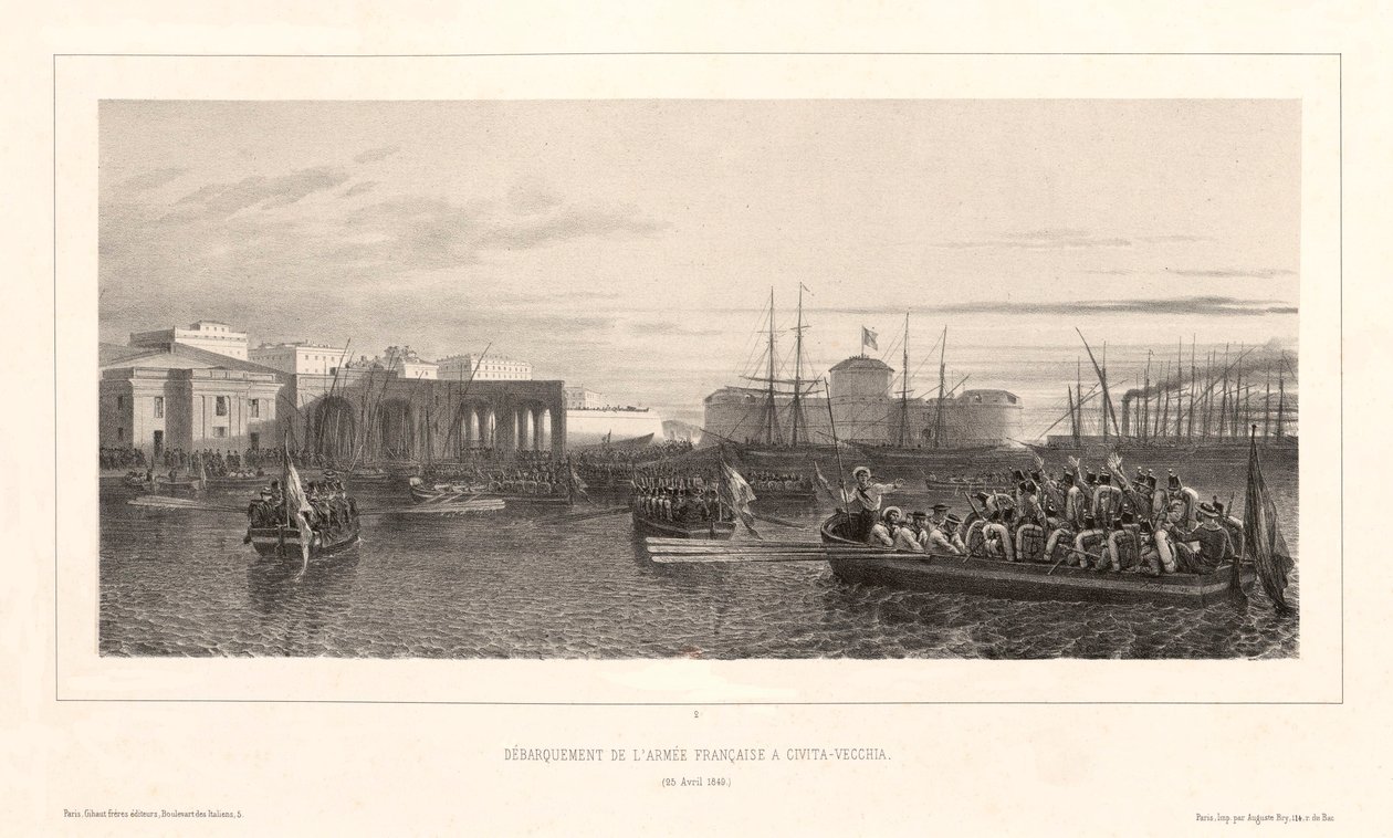 Landing van het Franse leger bij Civita-Vecchia, 25 april 1849 door Auguste Raffet