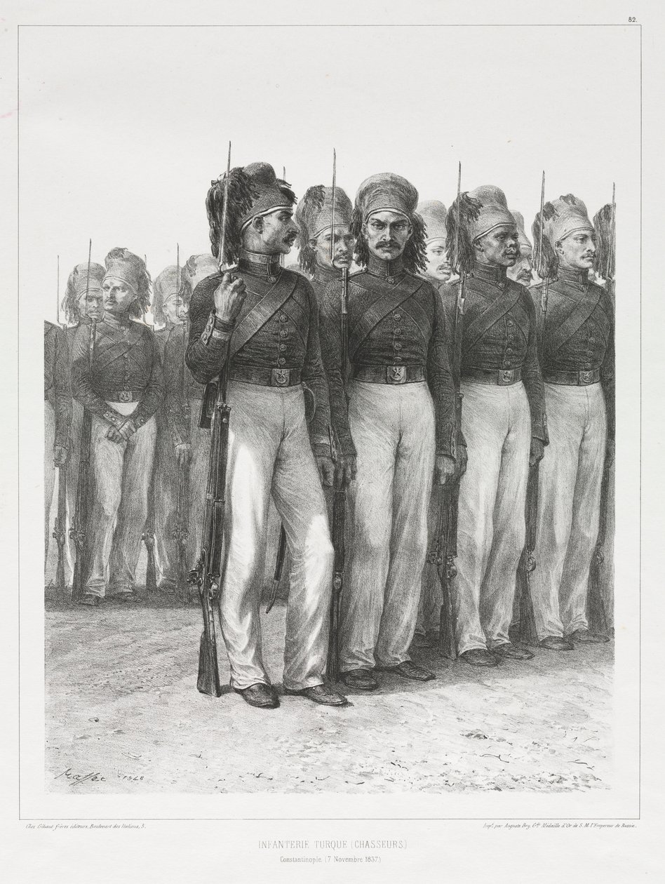 Turkse infanterie, jagers door Auguste Raffet