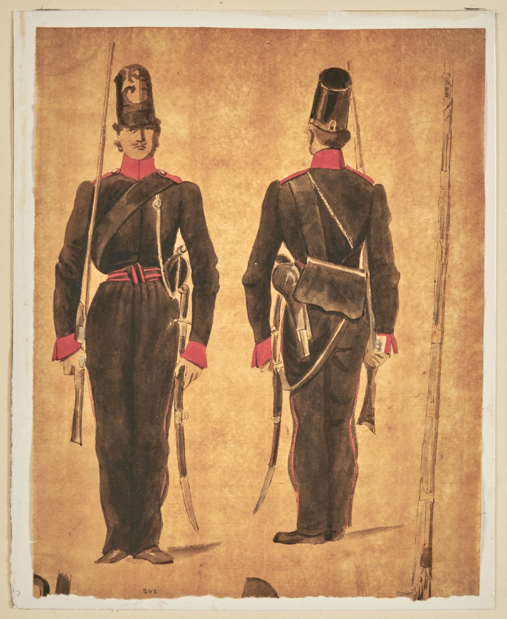 Studie van militair uniform: artillerie door Auguste Raffet