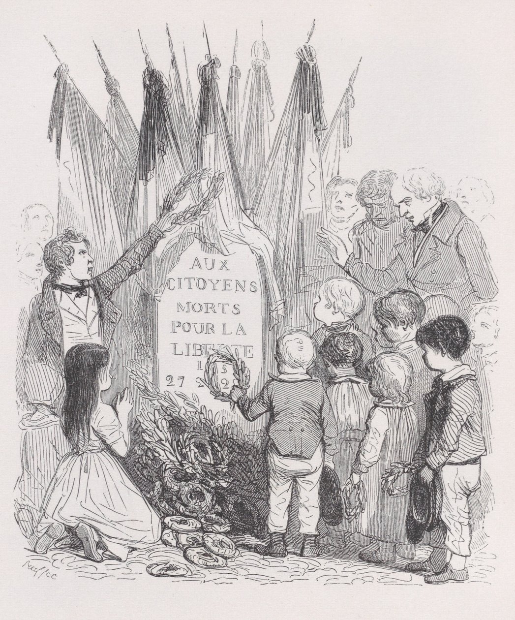 De graven van juli uit De volledige werken van Béranger door Auguste Raffet