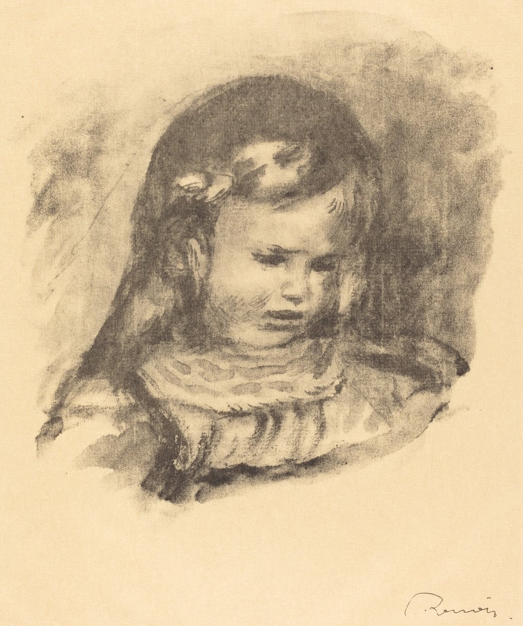 Claude Renoir, hoofd gebogen door Auguste Renoir