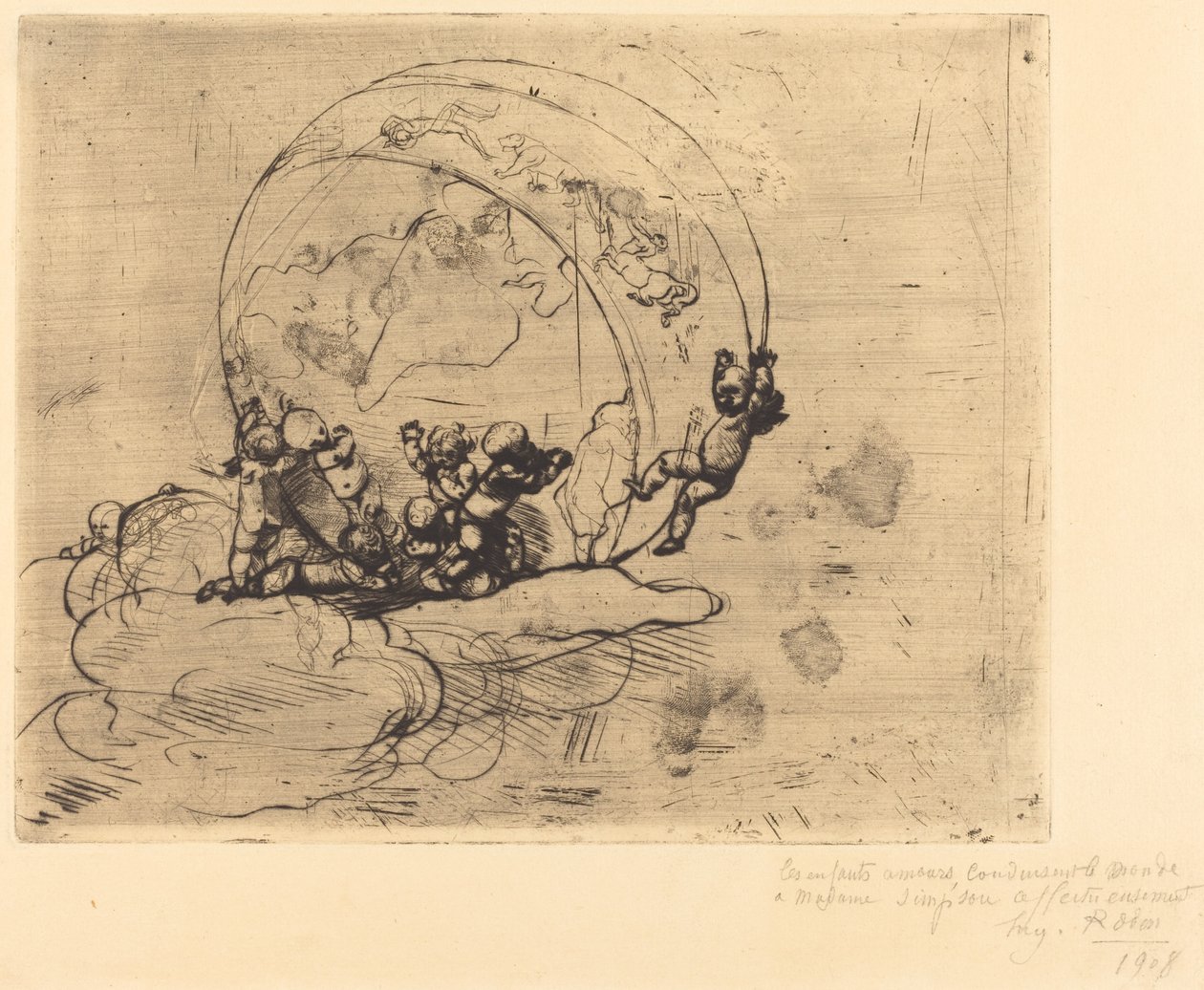 Les Amours Conduisant le Monde, 1881 door Auguste Rodin