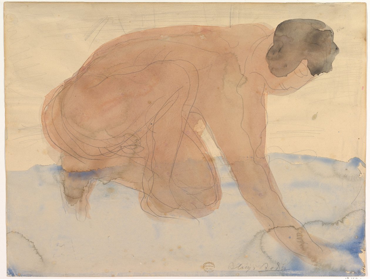 Naaktfiguur op handen en knieën (beul) door Auguste Rodin