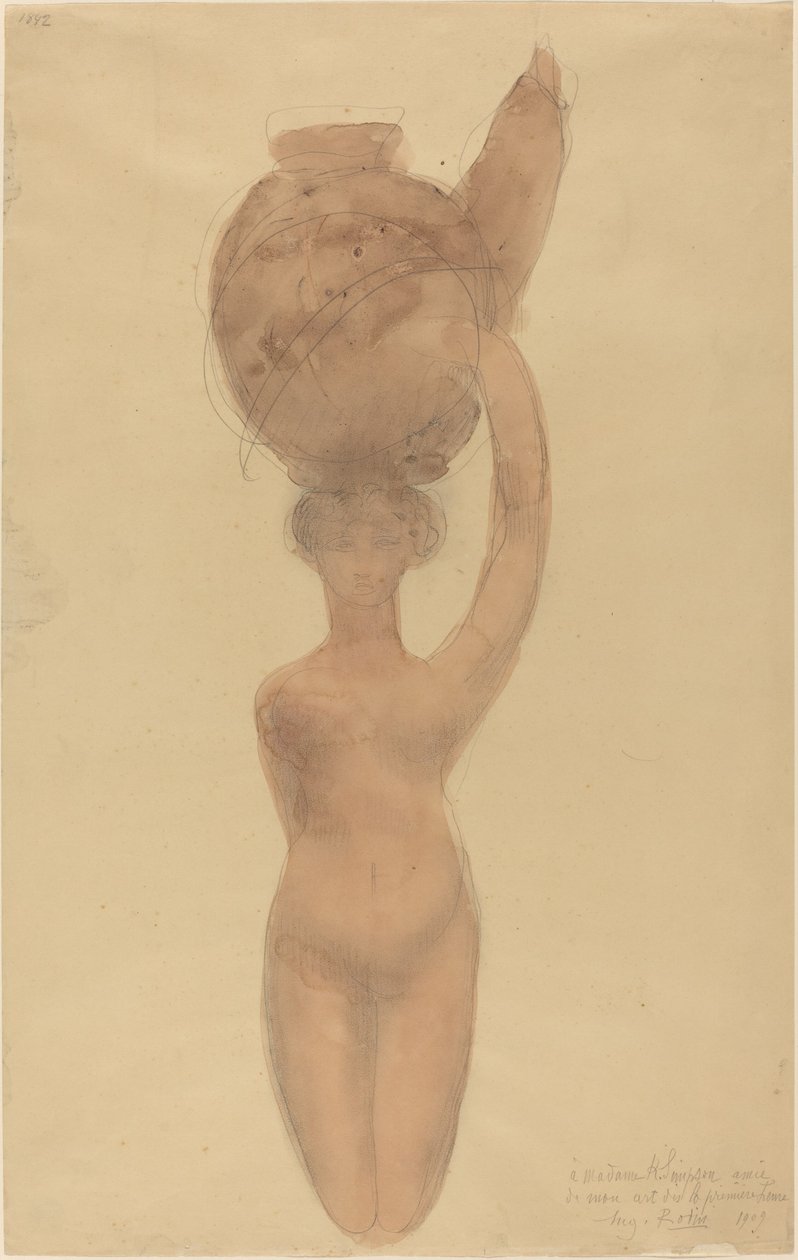 Naakte Vrouw die een Vaas op het Hoofd Draagt door Auguste Rodin