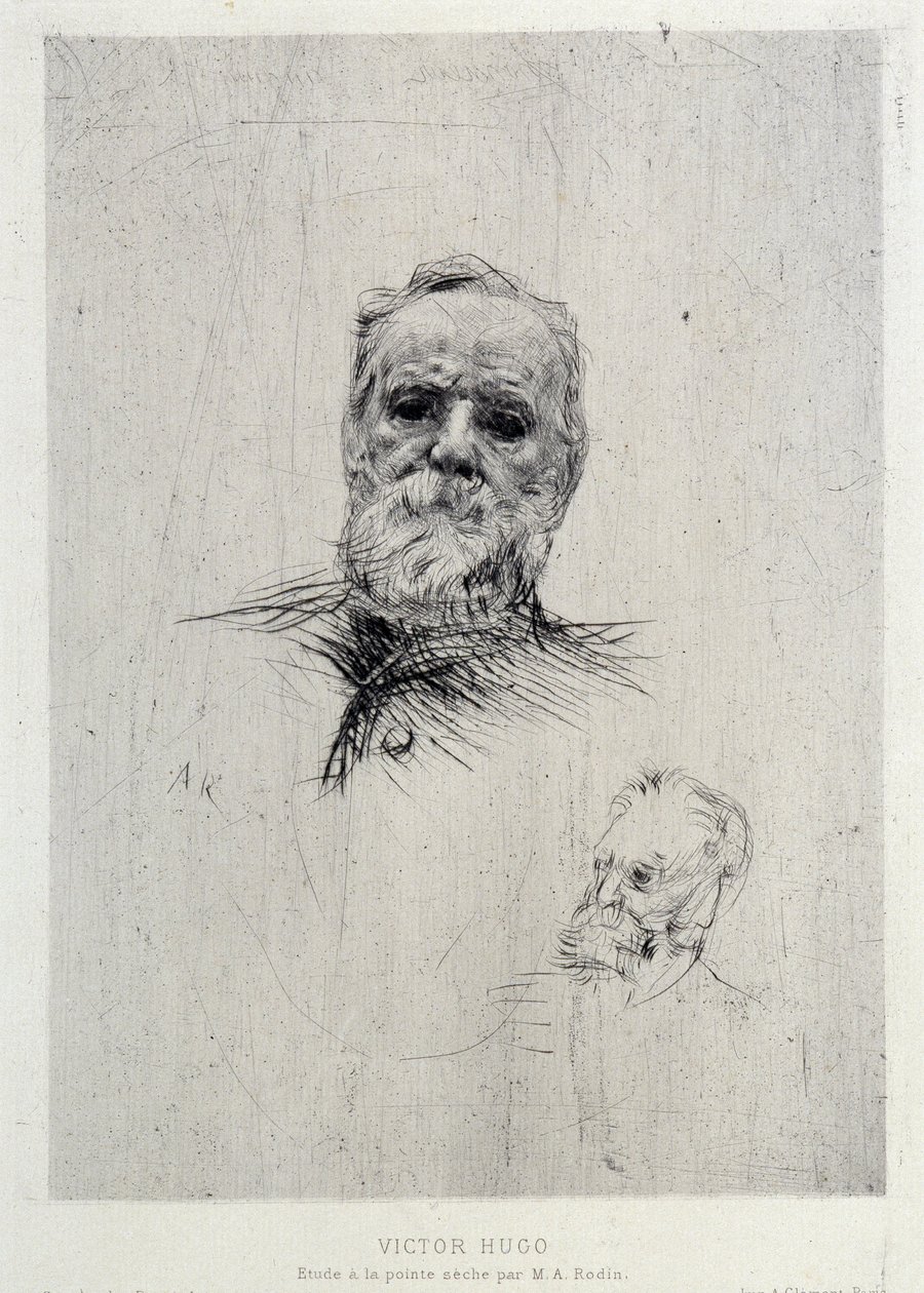 Portret van Victor Hugo (1802-1885), illustratie uit The Gazettes de beaux Arts door Auguste Rodin