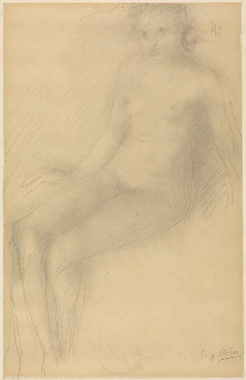 Zittend vrouwelijk naakt door Auguste Rodin