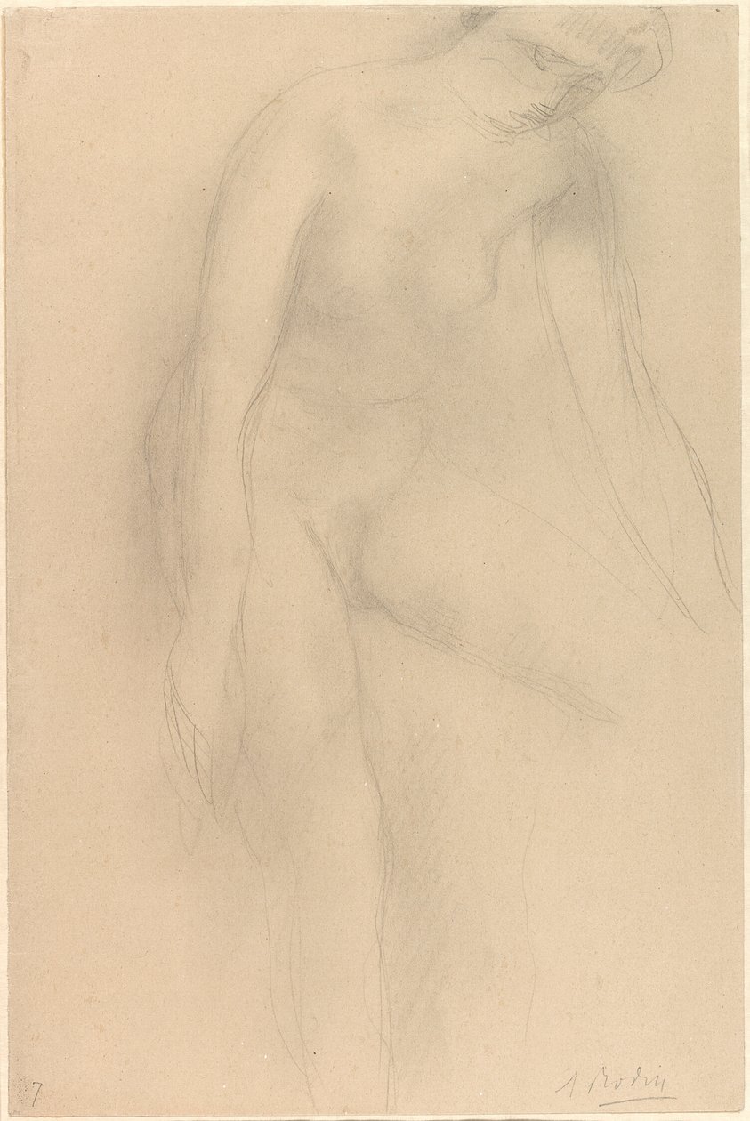 Staand vrouwelijk naakt, voorovergebogen door Auguste Rodin