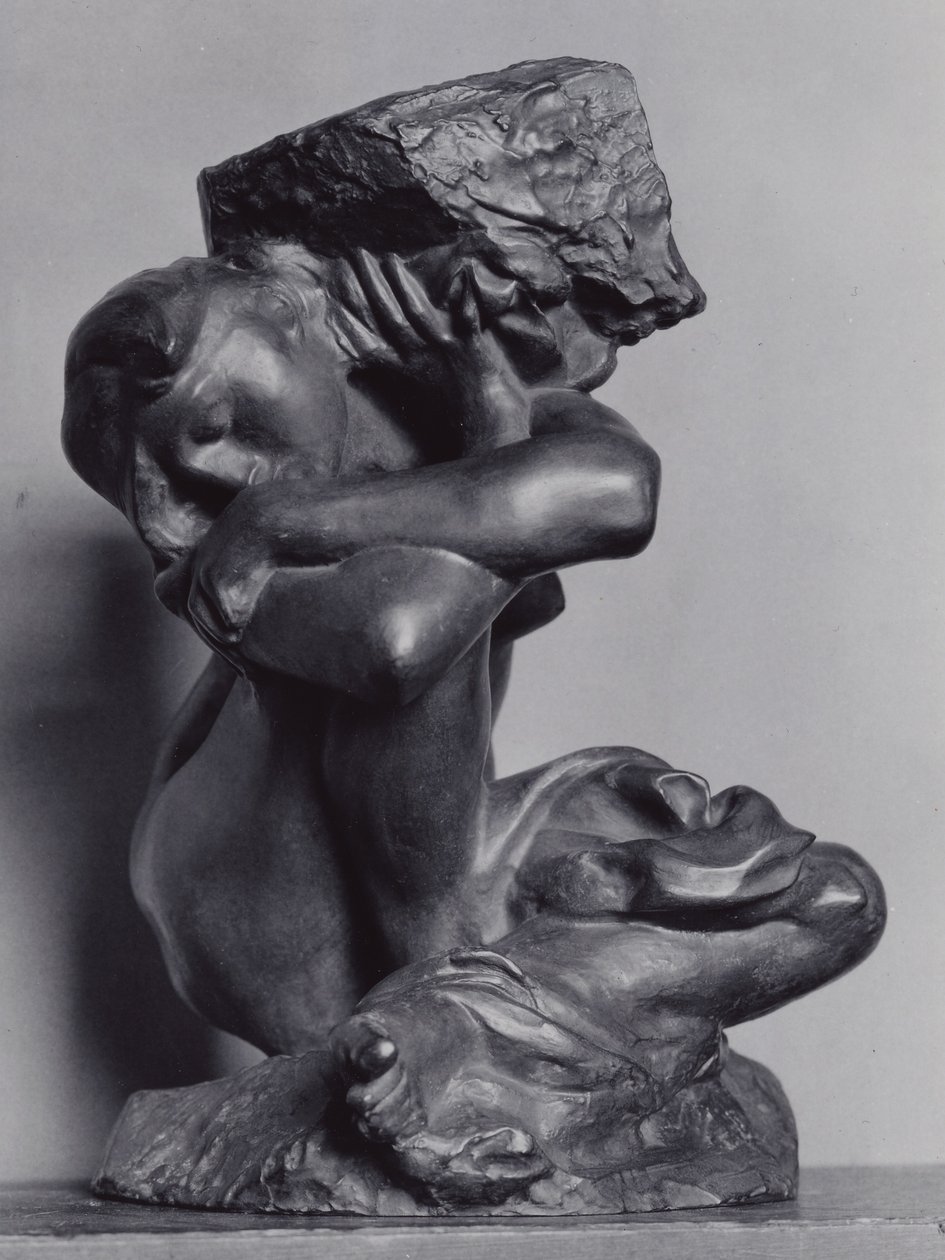 De gevallen kariatide die haar steen draagt door Auguste Rodin