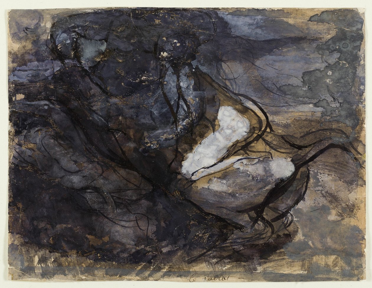 De heksensabbat (recto); Schetsen van Centauren (verso) door Auguste Rodin