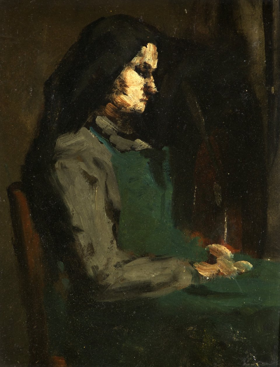 Vrouw met een Groene Schort door Auguste Theodule Ribot