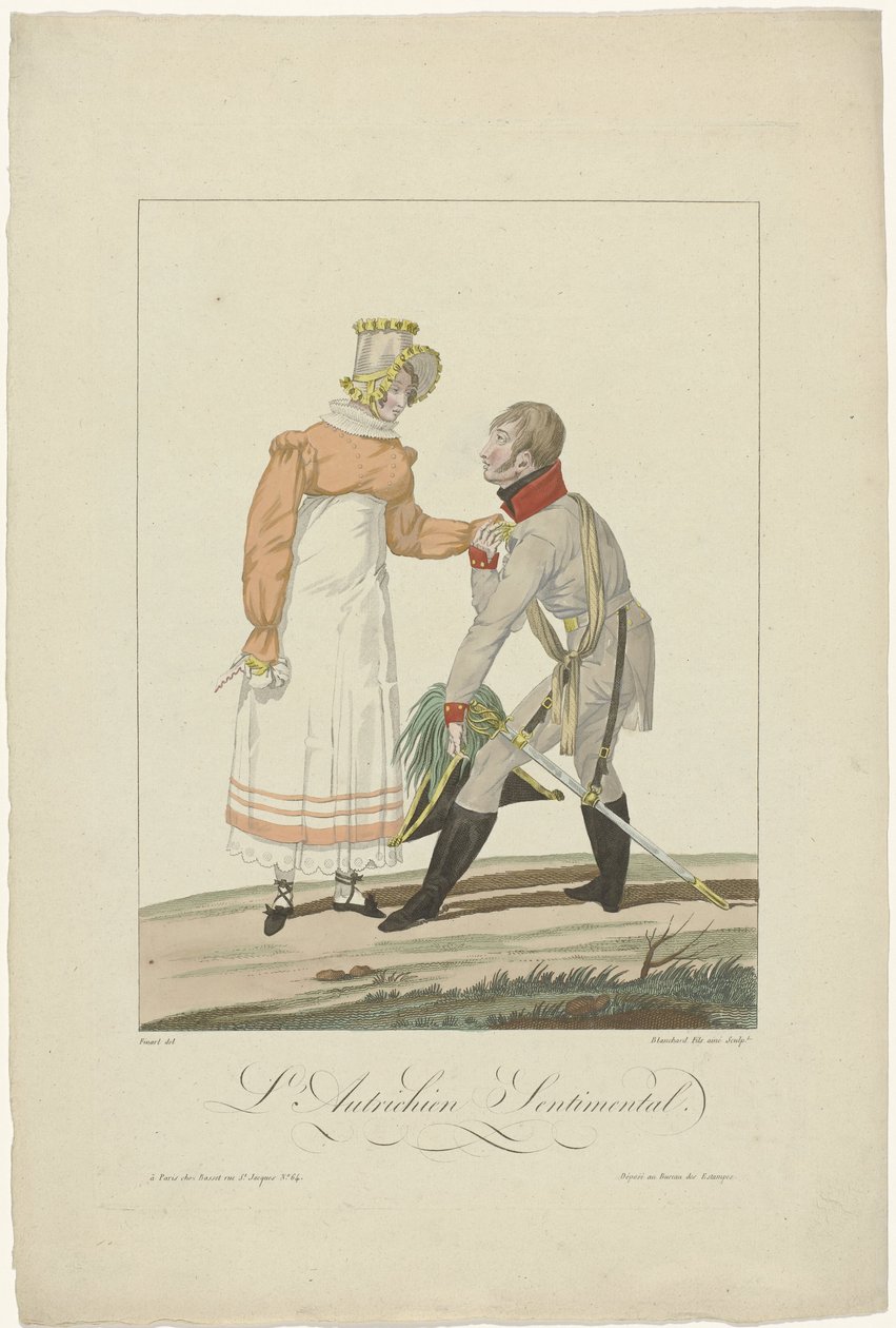 De Geallieerden in Parijs in 1815: De Sentimentele Oostenrijker door Auguste Thomas Marie Blanchard