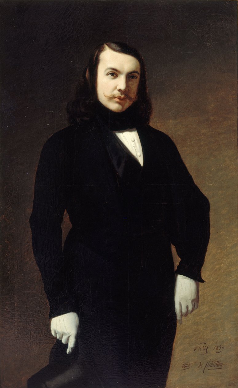 Portret van de dichter Théophile Gautier 1811-1872, 1839 door Auguste de Chatillon